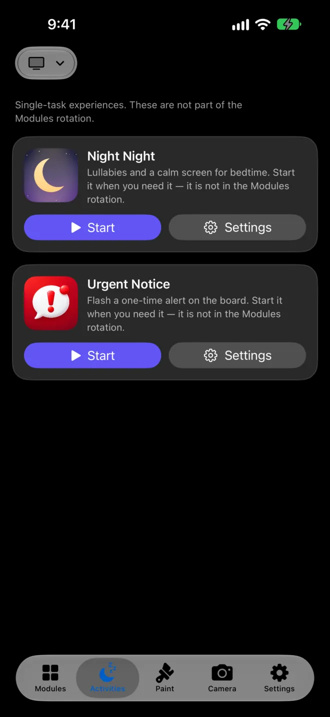 Activities tab