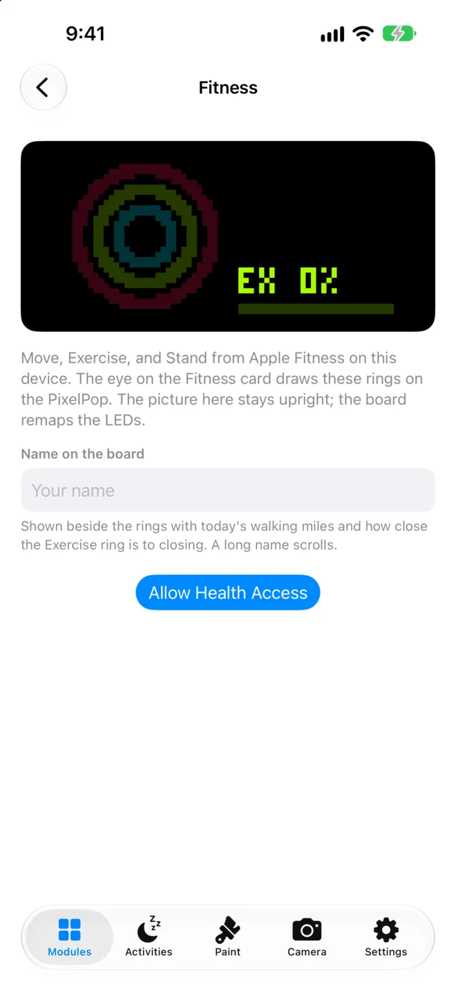 Fitness settings
