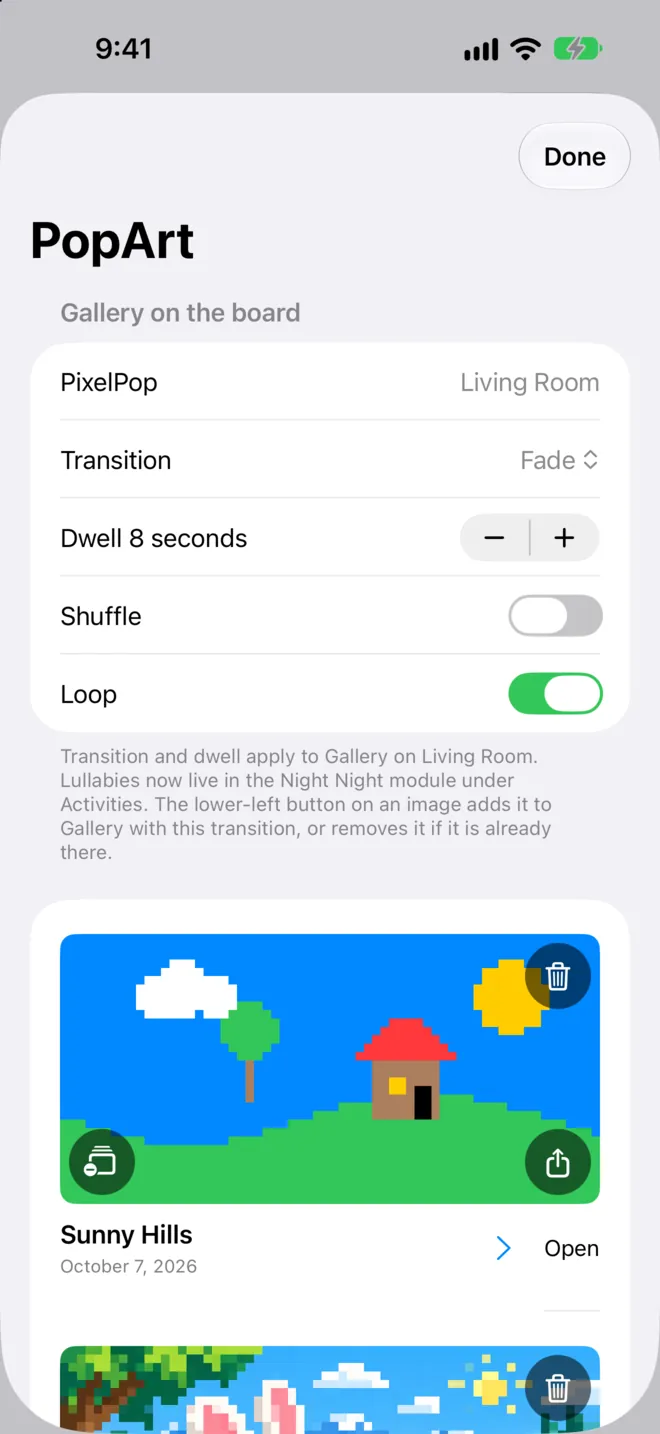 Gallery settings