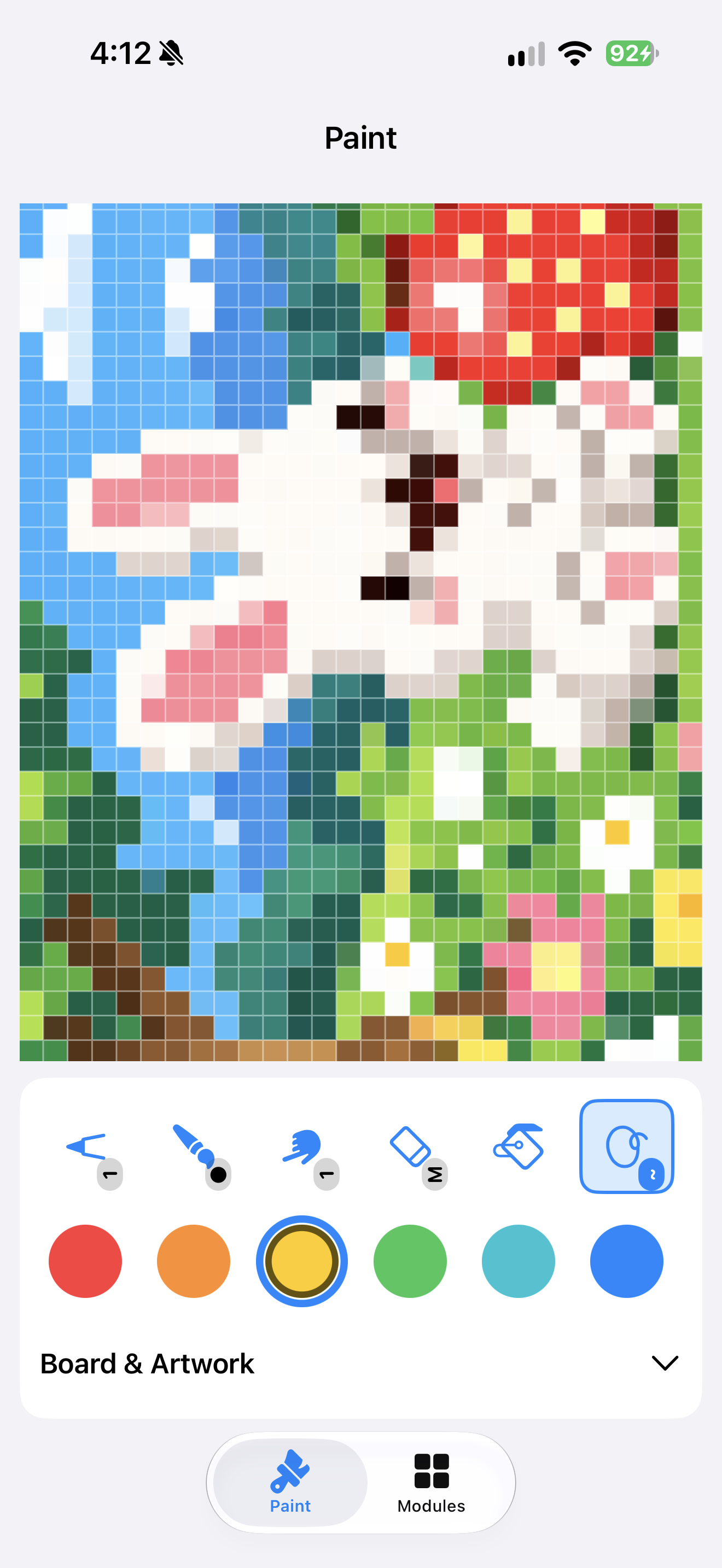 A pixel bunny being painted in Companion
