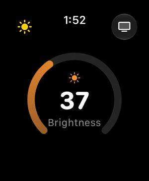 The Brightness gauge moving between 28 and 92