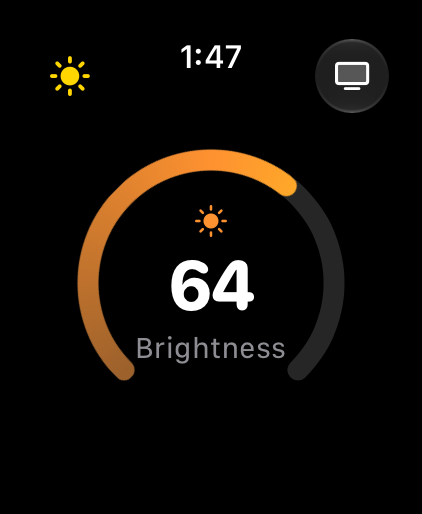Brightness mode: a gauge reading 64