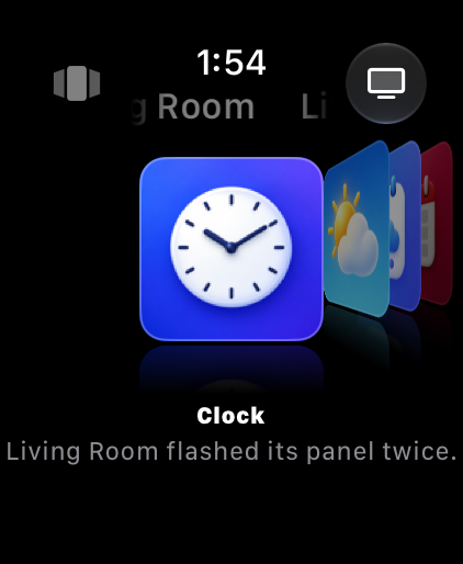 Cover Flow with the note: Living Room flashed its panel twice.