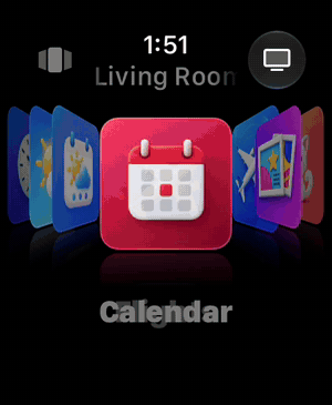 Cover Flow on PixelPop Watch, scrolling through module cards