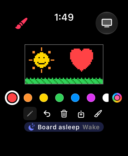 Watch Paint with a one-line Board asleep, Wake pill under the tool row