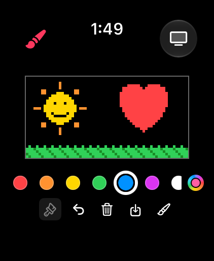 Paint with the Brush tool and blue selected