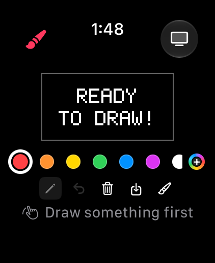 Paint showing READY TO DRAW with the note Draw something first