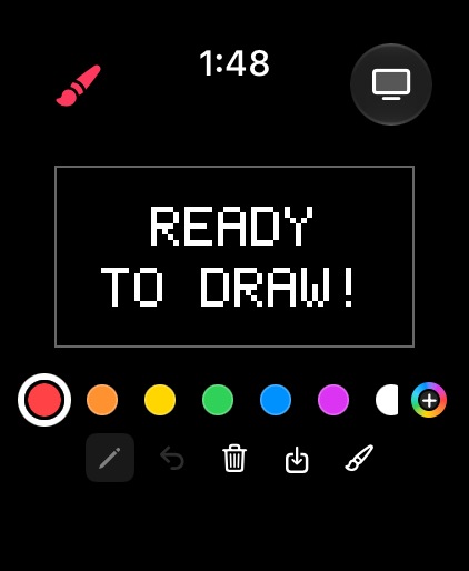 Watch Paint before the first stroke: the canvas reads READY TO DRAW!