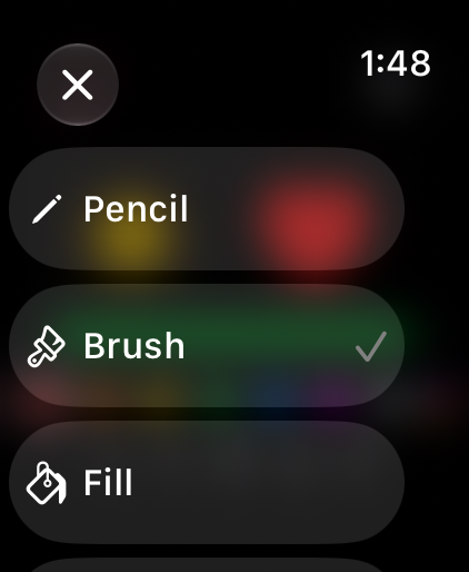 The tool list with Brush chosen