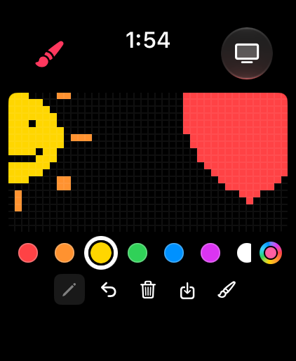 The canvas zoomed in, with LED grid lines